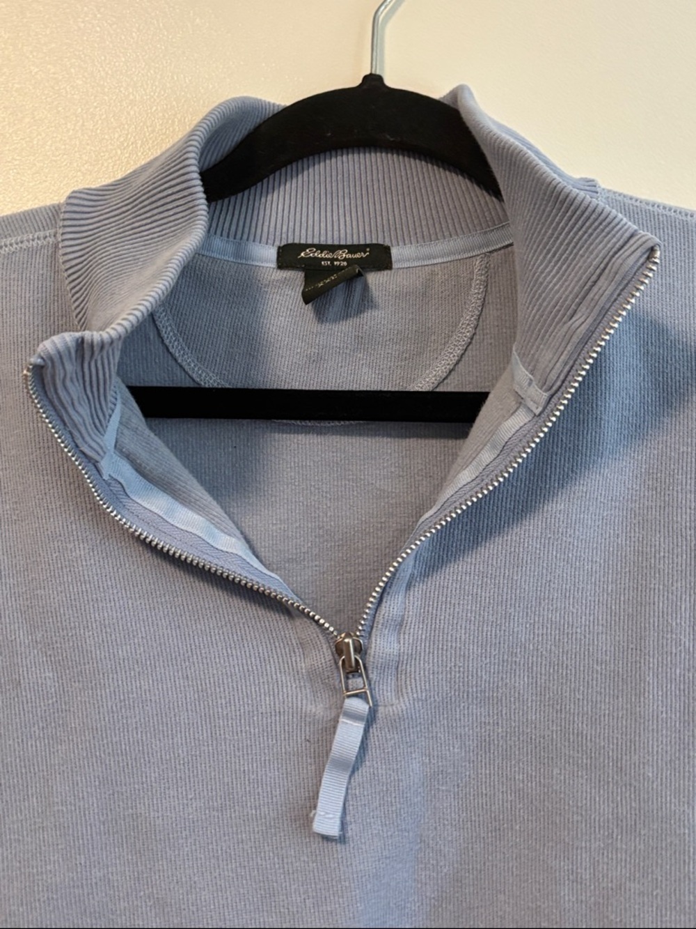 Eddie Bauer Light Blue Quarter-Zip Pullover - Picture 3 of 5